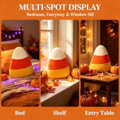 Candy Corn Plush Pillow - Halloween Autumn Seasonal Decorative Cushion