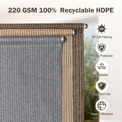 OKBA Outdoor Roller Shade 12 ft Wide x 8'H,Exterior Cordless Patio