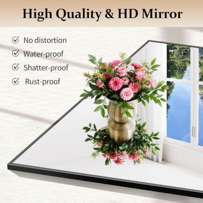 Black Bathroom Mirror 30x42 Rectangle Vanity Mirror for Over Sink - Variation: Black / 42"L x 30"W