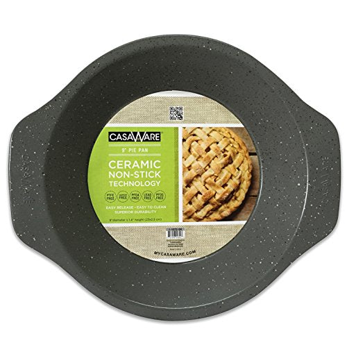 casaWare Ceramic Coated NonStick 9-Inch Pie Pan (Silver Granite)