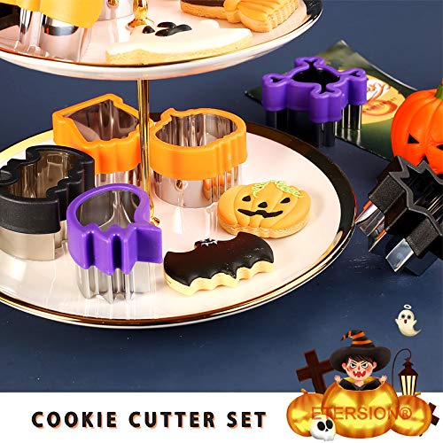 Halloween Cookie Cutters Set - Stainless Steel Shapes with Comfort Grips, 2-3 Inches