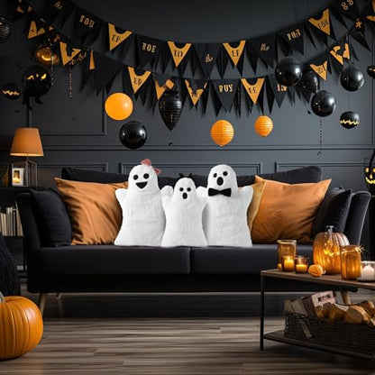 Halloween Ghost Throw Pillows Set - Plush Decorative Cushions for Home & Party
