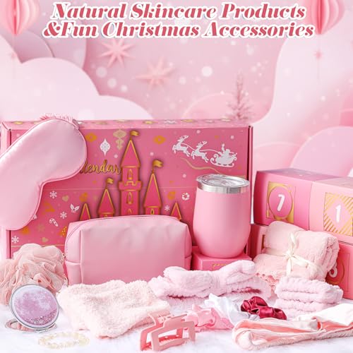 Pink 12-Day Beauty Advent Calendar for Women & Teen Self Care Gift Box