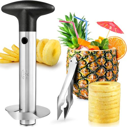 Pineapple Corer and Slicer with Triple Reinforced Stainless Steel with Thicker Blade - Easy-to-Use Pineapple Corer & Pineapple Cutter - Pineapple Slicer and Corer Tool for Easy Core Removal by Zulay