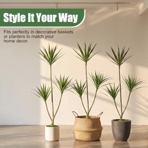 4ft Dracaena Marginata Artificial Tree with 3-Heads - Faux Indoor Plant, Variation: 3ft 11in