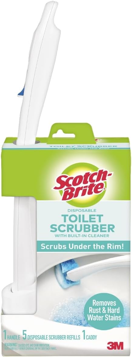 Scotch-Brite Toilet Scrubber Starter Kit - Disposable Refills with Bleach Alternative | Includes Handle & Caddy
