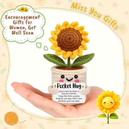 Pocket Crocheted Sunflower Gift - Long-Distance Hug for Women