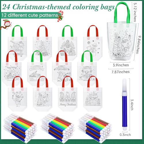 Coloring Bags for Kids with Markers - Christmas 24 Pack
