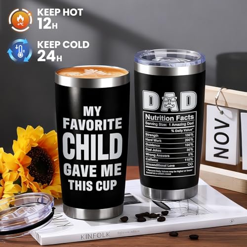 Dad Gift Basket - Funny Dad Gifts from Daughter Son Kids, Insulated Tumbler, Candle & Socks - Dad Gift Variation
