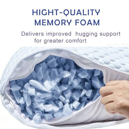Adjustable Shredded Memory Foam Pillow with Cooling Cover - Bean Blue, Standard, 1