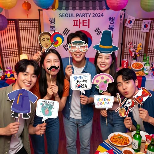 South Korea Photo Booth Props Decorations - Reusable Party Supplies
