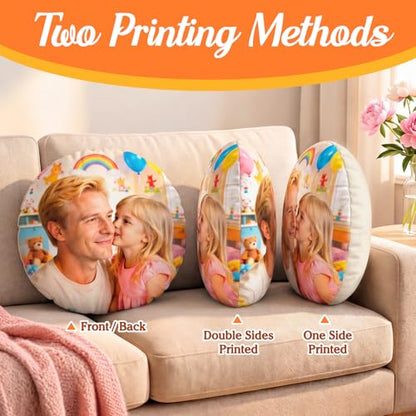 Personalized Round Face & Body Pillow with Photo - Custom Pet or Family Gift