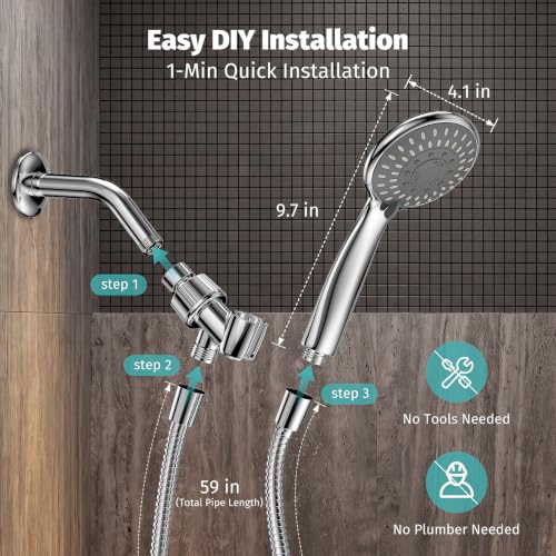 Premium Chrome Handheld Shower Head for Low Water Pressure Homes