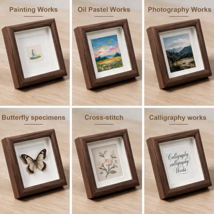 Small Shadow Box Frame 4x4 Inch Wooden Square Picture Frame Set