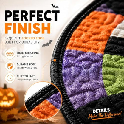 Halloween 3D Optical Illusion Round Rug - Bone Variation Vortex Floor Mat