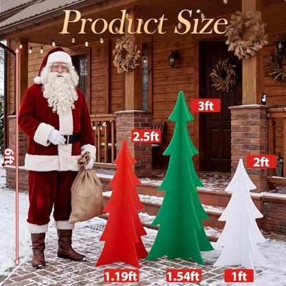 3 Pack Outdoor 3D Christmas Tree Decorations - Openwork, Multi-Size Set