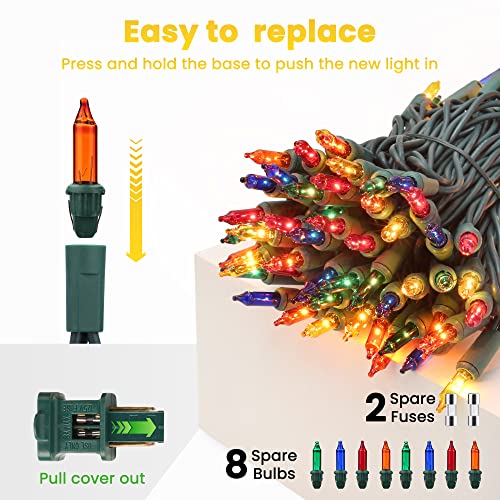 Multicolor Christmas String Lights 75ft 300 Incandescent Bulbs Connectable Indoor Outdoor