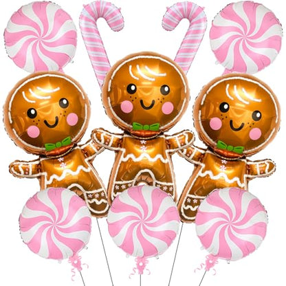 Christmas Gingerbread & Candy Balloon Decorations Set - Party Supplies