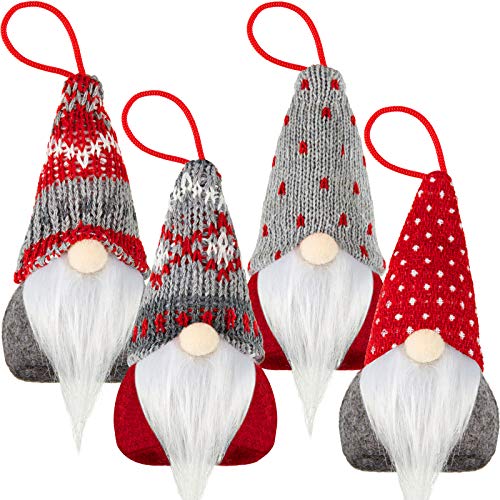Christmas Gnome Ornaments Set - Felt & Knitted Holiday Tree Decorations