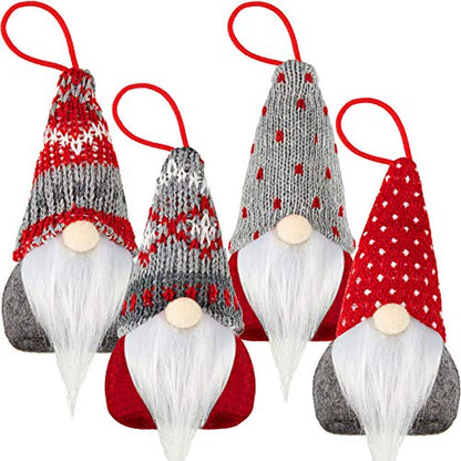 Christmas Gnome Ornaments Set - Felt & Knitted Holiday Tree Decorations
