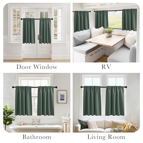 PONY DANCE Blackout Curtains for Bedroom 96 inches Long 2 Panels Set, Thermal Insulated Rod Pocket Black Out Window Drapes, Noise Reducing Window Treatment for Living Room(W52 x L96 inch, Sage Green)