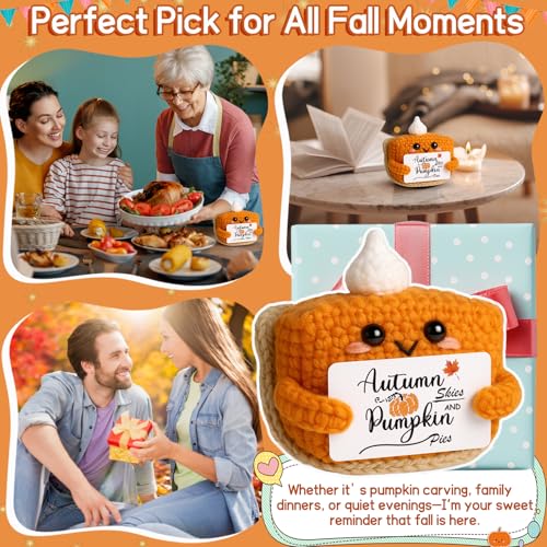Autumn Skies Thanksgiving Mini Pumpkin Pie Crochet Doll - Fall Holiday Decor