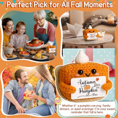 Autumn Skies Thanksgiving Mini Pumpkin Pie Crochet Doll - Fall Holiday Decor
