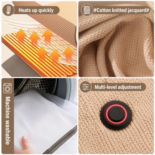 Beige Portable Heated Shawl Blanket 60x31 Inches USB Electric Wrap