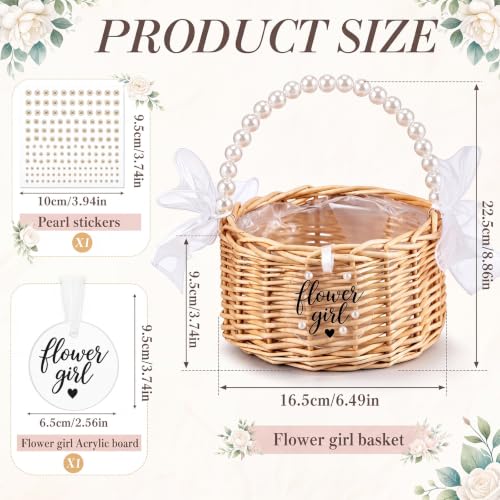 Flower Girl Basket with Pearl Handle & Sign - Wedding Decor