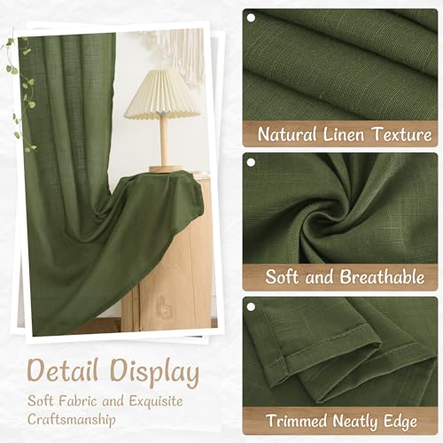 LAMIT Beige Linen Curtains 90 Inch Long for Bedroom Living Room, Soft Thick Back Tab and Rod Pocket Window Drapes Semi Sheer Light Filtering Panels Farmhouse, 52 x 90 Inch, 2 Panels Set