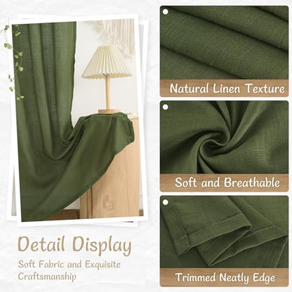LAMIT Beige Linen Curtains 90 Inch Long for Bedroom Living Room, Soft Thick Back Tab and Rod Pocket Window Drapes Semi Sheer Light Filtering Panels Farmhouse, 52 x 90 Inch, 2 Panels Set