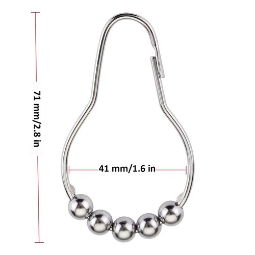 BeGrit Metal Shower Curtain Hooks Rings 18-Pack Bath Curtain Hooks for Bathroom Shower Rod