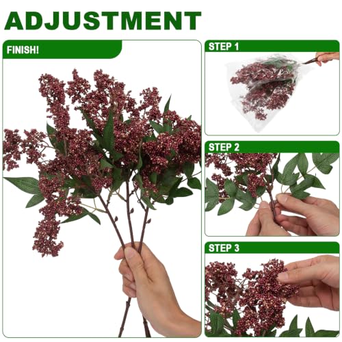 Artificial Berry Stem for Vase - Purple, 17 Inch, 6 Pack Fall Decor