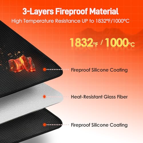 Fireproof Teardrop Rug for Wood Stove Protection - Black, 3'4" x 3'4"