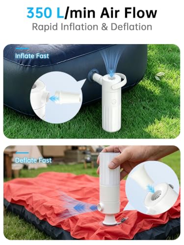 Portable Air Pump for Inflatables with RGB Camping Light & 2000mAh Battery