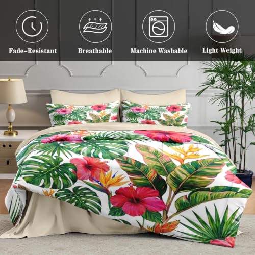 WeCozy Tropical Floral King Comforter Set 7 Pieces Bedding