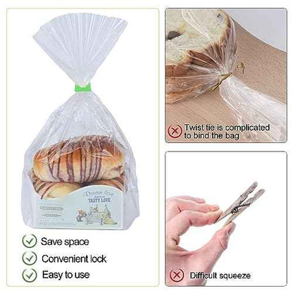 100 Pcs Reusable Plastic Bread Clips - Keep Your Food Fresh with 7/8 x 7/8 inches Food Bag Clips (Green)