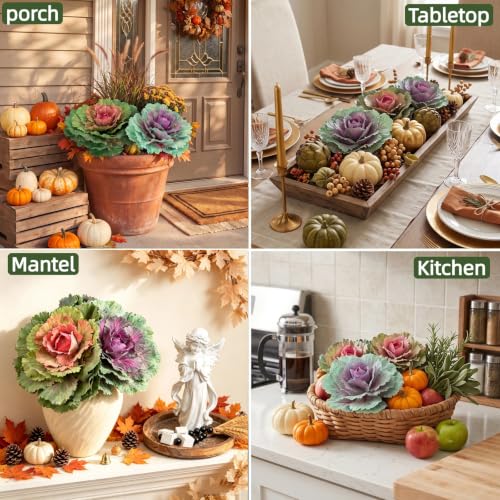 Large Purple Faux Cabbage - 16.5-Inch UV-Resistant Outdoor Decor