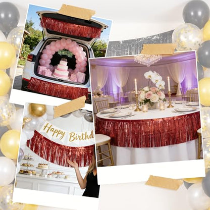 Metallic Foil Fringe Garland 10FT Wall Decor for Party, Red / 2pcs