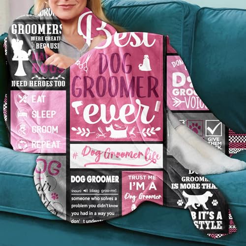 Dog Groomer Gift Throw Blanket 60x50 Inches Pink - Absacie