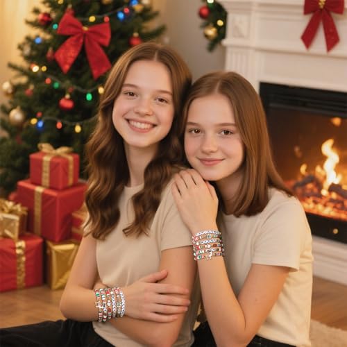 6-Pack Colorful Christmas Bracelets Holiday Jewelry Gift Set