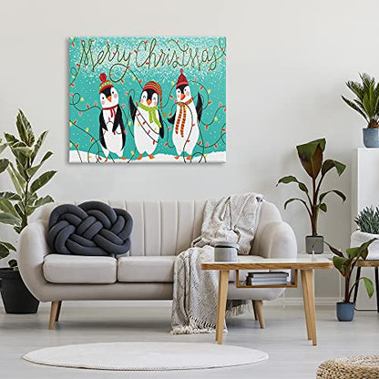Unframed 48 x 36 Inch Christmas Canvas Wall Art - Merry Holiday Decor
