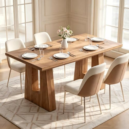 Garvee 63-Inch Modern Dining Table - Light Brown, Seats 4-6