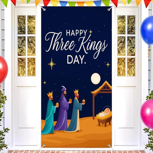 Nativity Three Kings Door Cover 35x71 Inch Holiday Decor - Wise Men Scene