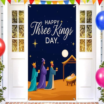 Nativity Three Kings Door Cover 35x71 Inch Holiday Decor - Wise Men Scene