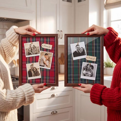 Dark Green Scottish Tartan Plaid Fabric Christmas Frame Wall Art - Variation of THIS listing