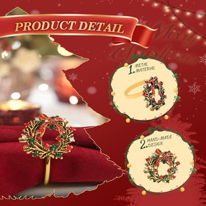 Christmas Garland Napkin Rings Set of 6 - Xmax Decoration