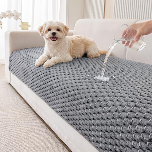 Waterproof Couch Cover for Dogs - Washable Non-Slip Sofa Protector - Dark Grey 35" x 70.9"