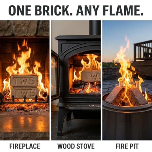 TWS Kiln Dried Pizza Wood Blocks 8-Pack - Natural Fire Logs for Fireplace & Fire Pit