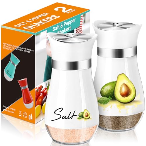 Salt and Pepper Shakers Set,4 oz Glass Bottom Salt Pepper Shaker with Stainless Steel Lid for Kitchen Cooking Table, RV, Camp,BBQ Refillable Design (Pink)